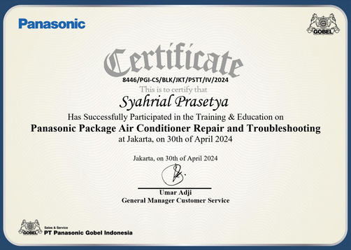 Sertifikat Panasonic